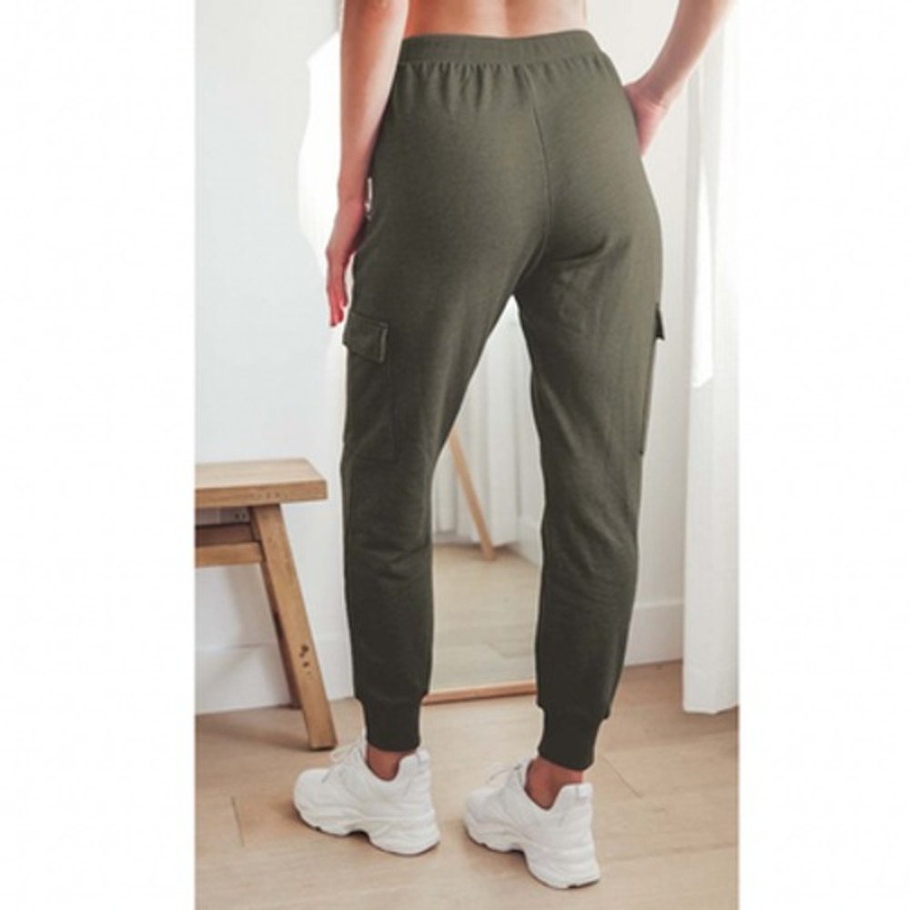 Lulus Cargo Jogger Pants Womens Small Army Green Drawstring Pocket Casual NEW - Picture 12 of 16